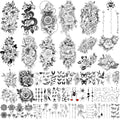 49 Sheets Large Sexy Flowers Collection Waterproof Temporary Tattoos Lasting Fake Tattoos for Women and Girls.