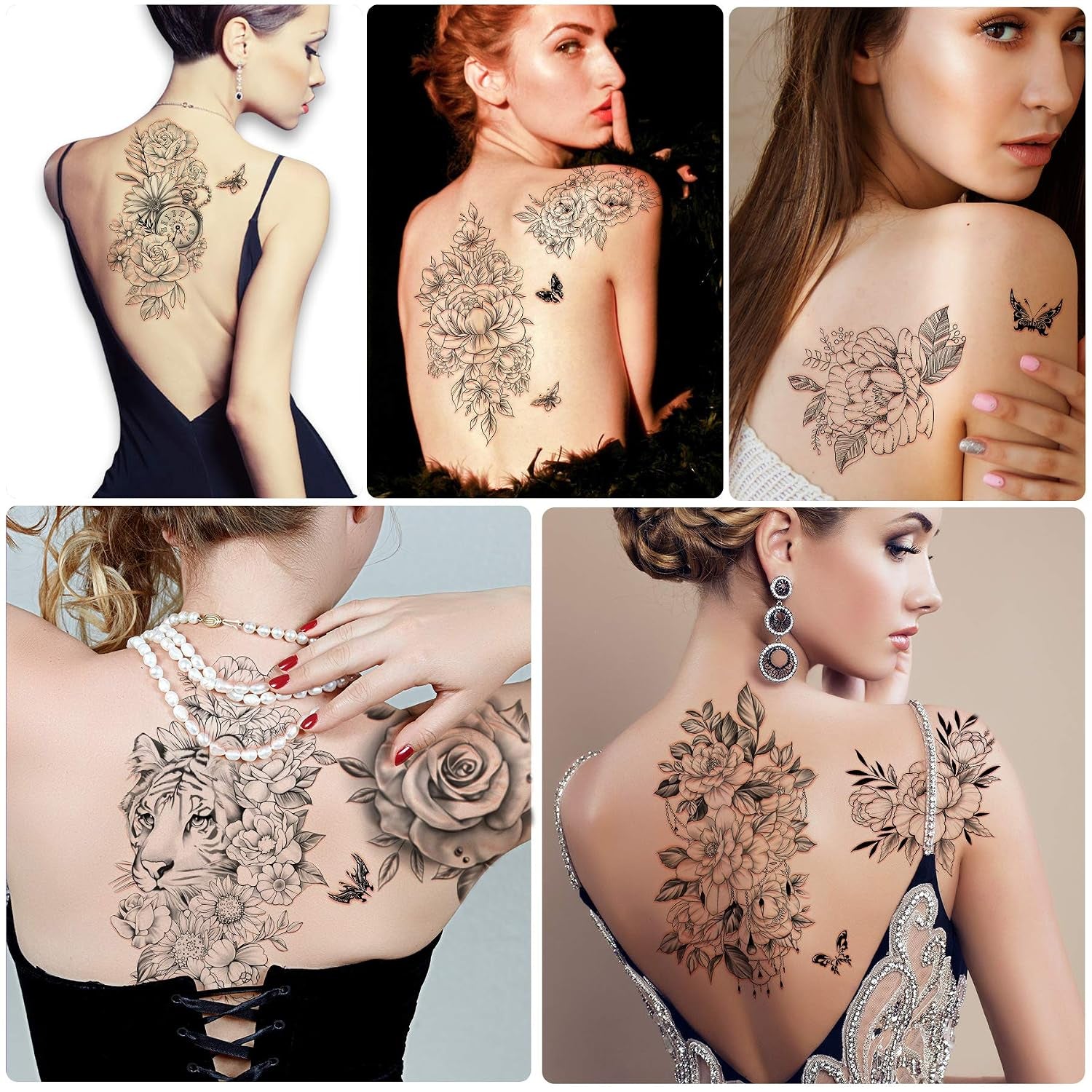 49 Sheets Large Sexy Flowers Collection Waterproof Temporary Tattoos Lasting Fake Tattoos for Women and Girls.