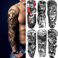 6 Sheets Realistic Lion King Long Full Temporary Tattoos for Women Men Kids Adults, Large Wolf Animal Fake Temporary Tattoo Sleeves Waterproof Leg Arm Temp Tatoos Fake Tattoos
