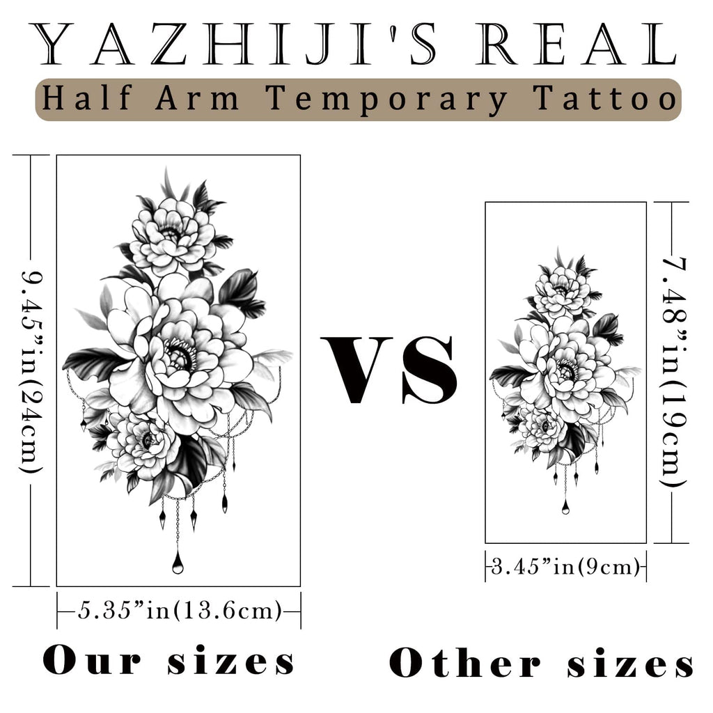 49 Sheets Large Sexy Flowers Collection Waterproof Temporary Tattoos Lasting Fake Tattoos for Women and Girls.